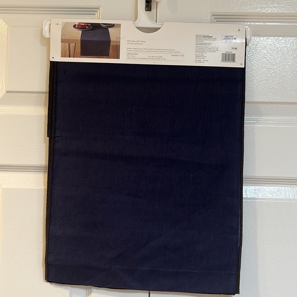 Studio 3B-Blue w/Black Contrast Stitch Linen Blend Table Runner- 14” x 72”-NWT - Picture 3 of 7